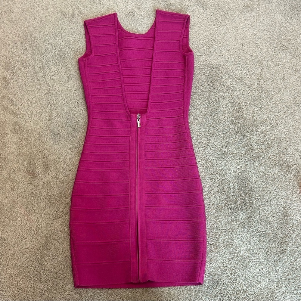Guess by Marciano hot pink sleeveless low back bandage bodycon cocktail dress XS - Picture 3 of 11